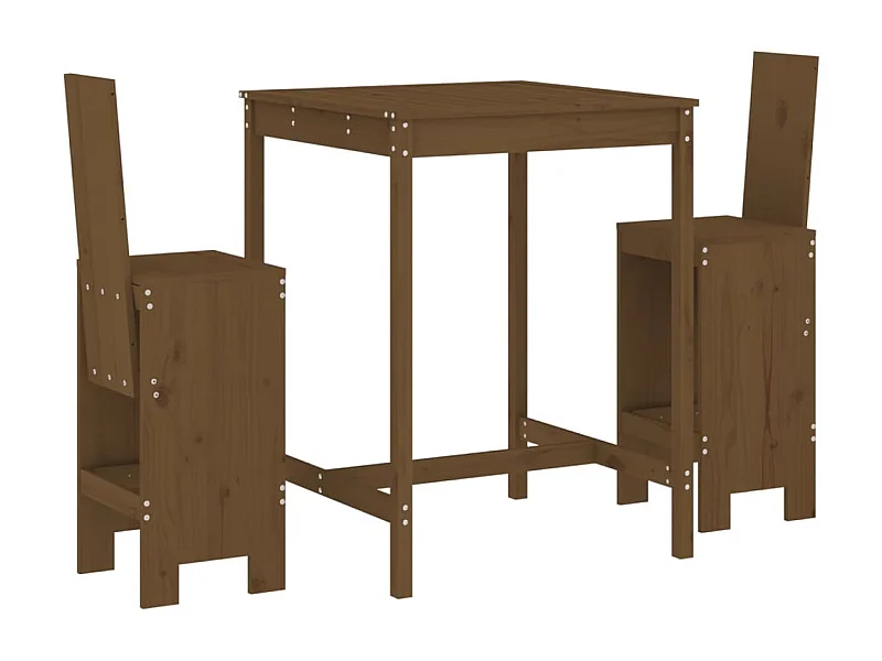 Kelvor  Ensemble de bar de jardin 3 pcs marron miel bois pin massif