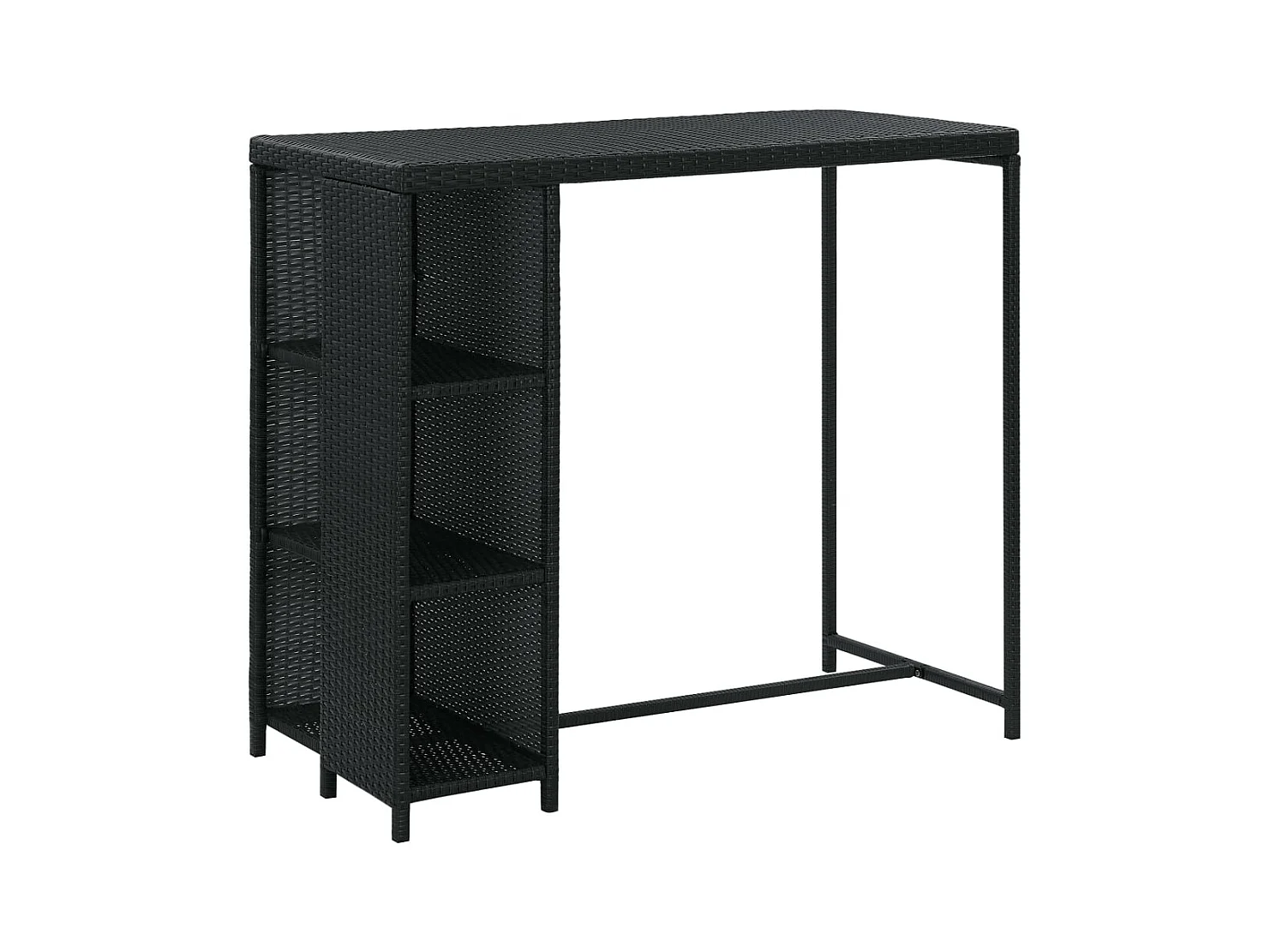 Fehmi  Ensemble de bar de jardin 5 pcs et coussins Résine tressée Noir