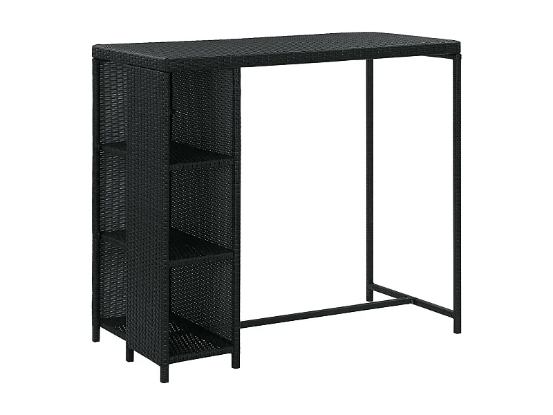 Fehmi  Ensemble de bar de jardin 5 pcs et coussins Résine tressée Noir