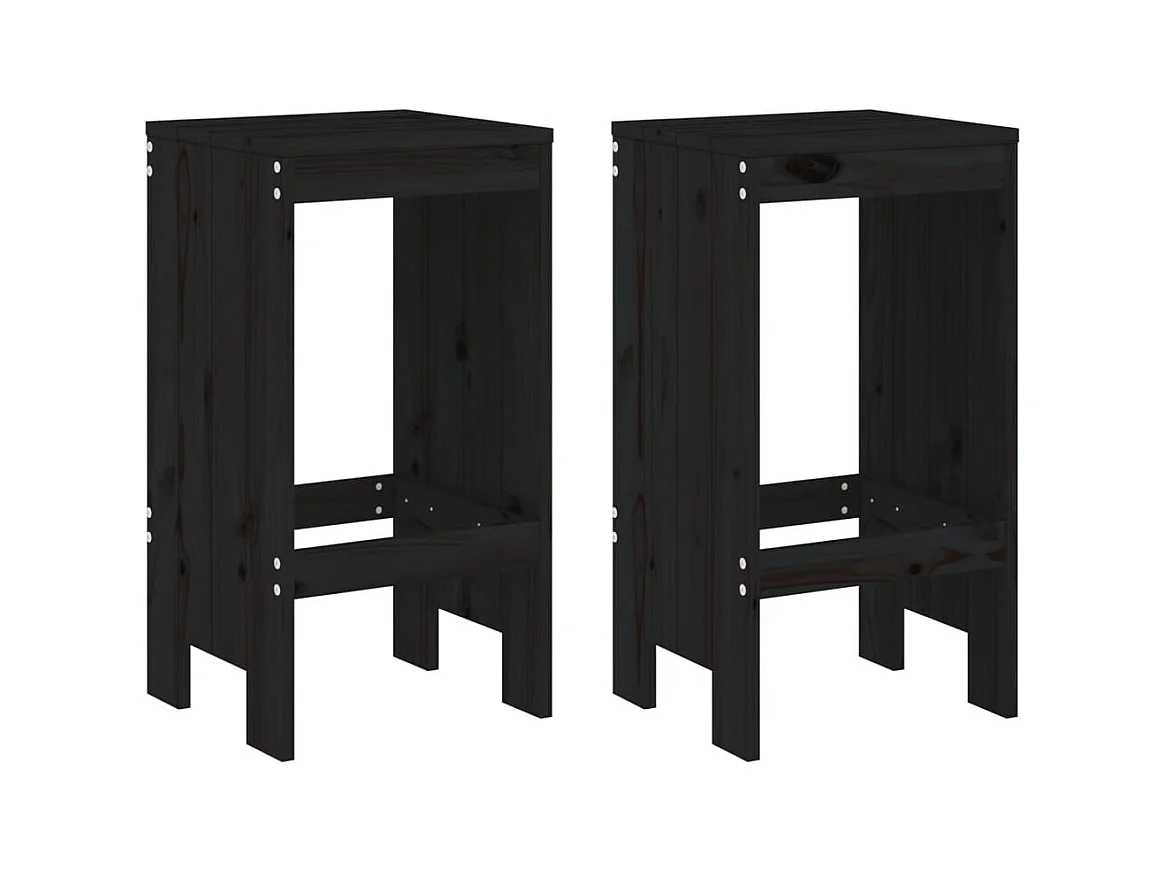 Zeynel  Ensemble de bar de jardin 3 pcs noir bois de pin massif