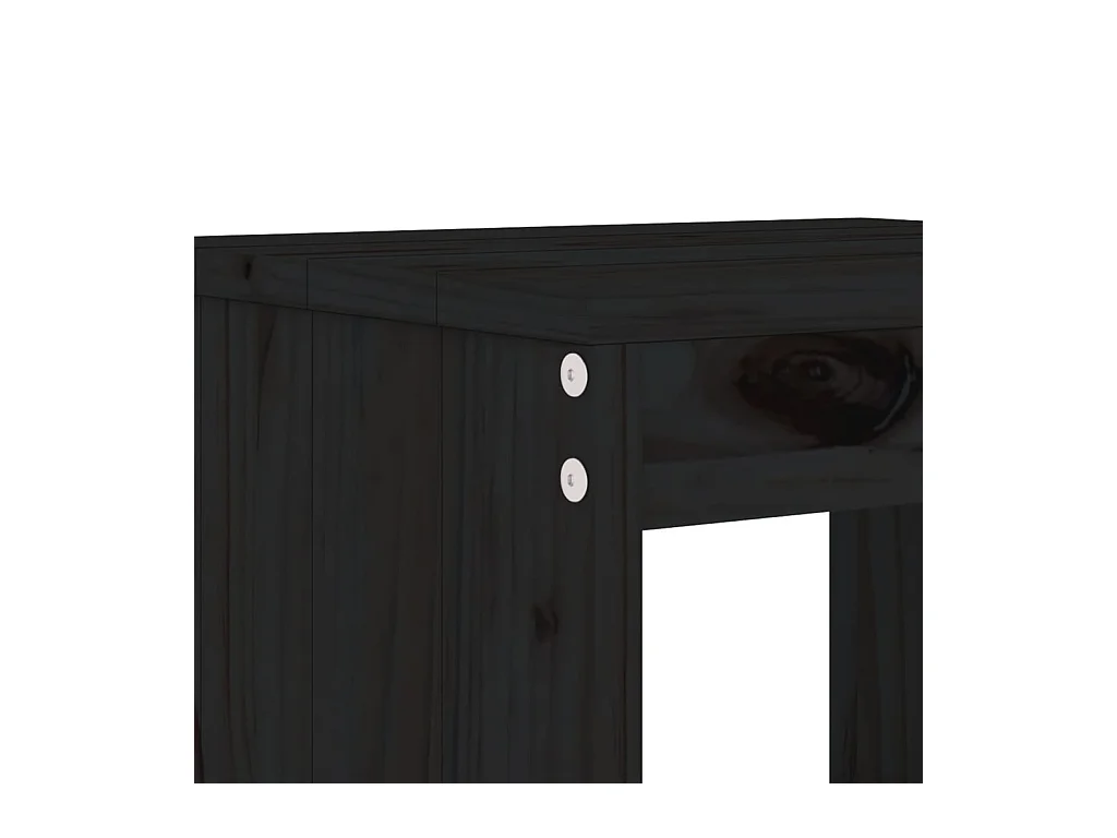 Zeynel  Ensemble de bar de jardin 3 pcs noir bois de pin massif