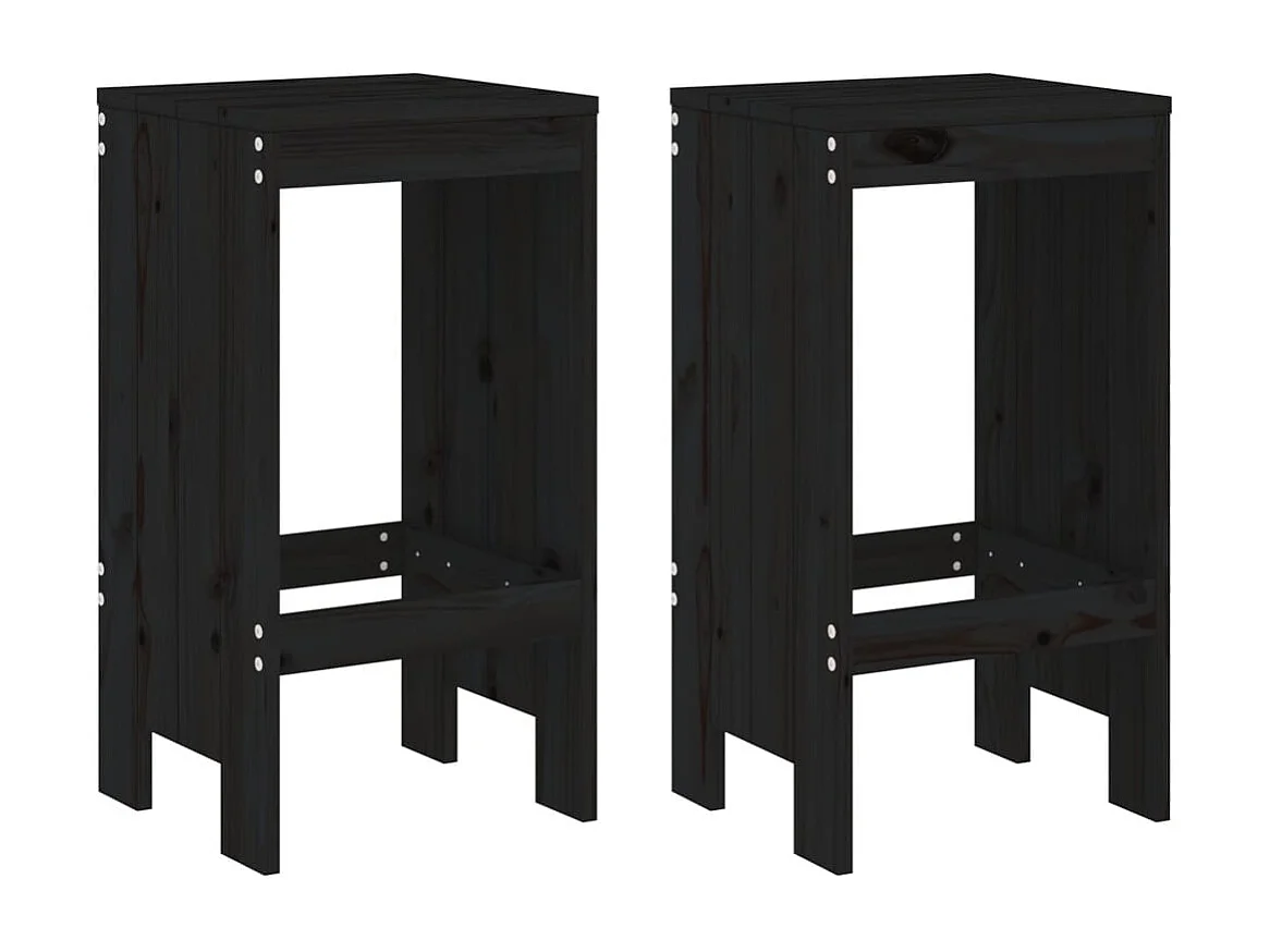 Zeynel  Ensemble de bar de jardin 3 pcs noir bois de pin massif