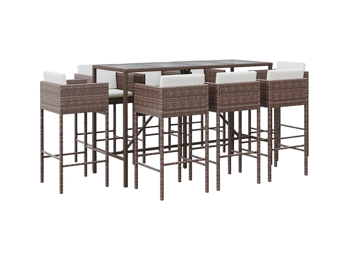 Suisun City  9-delige Tuinbarset met kussens poly rattan bruin
