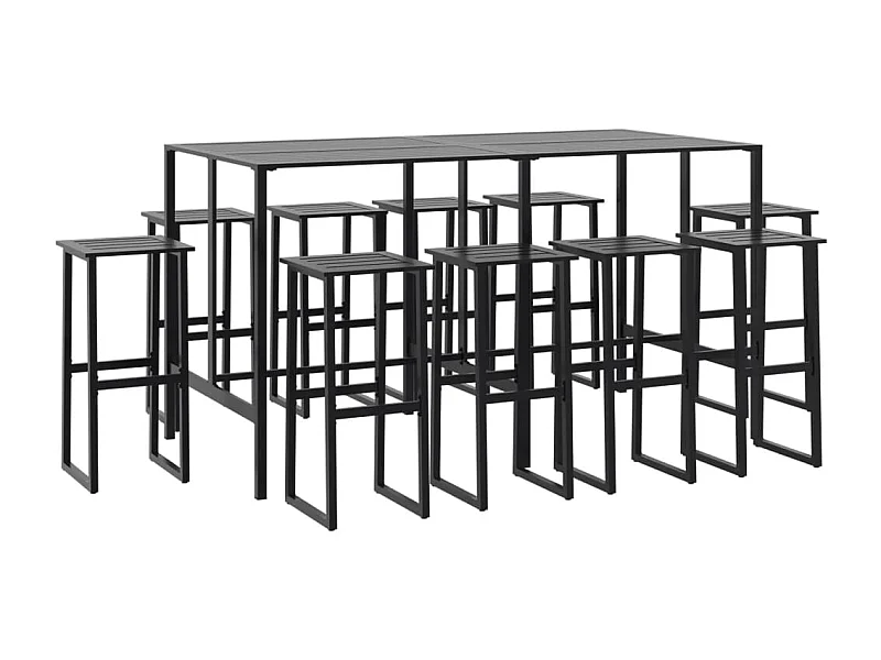 Cavehill  Ensemble de bar de jardin 11 pcs noir acier enduit de poudre