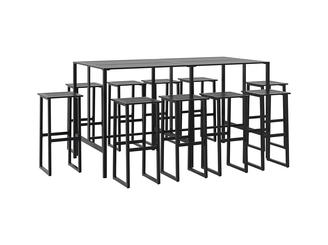 Cavehill  Ensemble de bar de jardin 11 pcs noir acier enduit de poudre