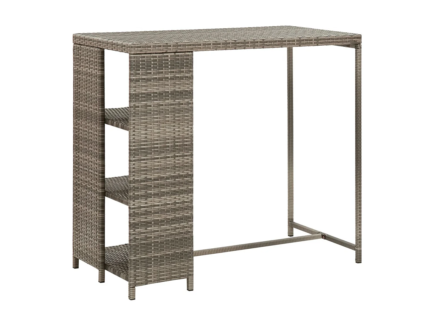 Kella  Ensemble de bar de jardin 3 pcs et coussins gris résine tressée