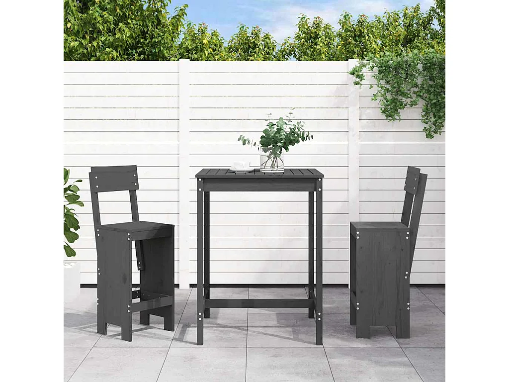 Xalor  Ensemble de bar de jardin 3 pcs gris bois de pin massif