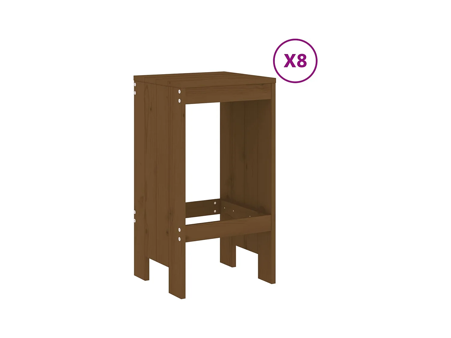 Claire-Rose-Anne  Ensemble de bar de jardin 9 pcs marron miel bois de pin massif