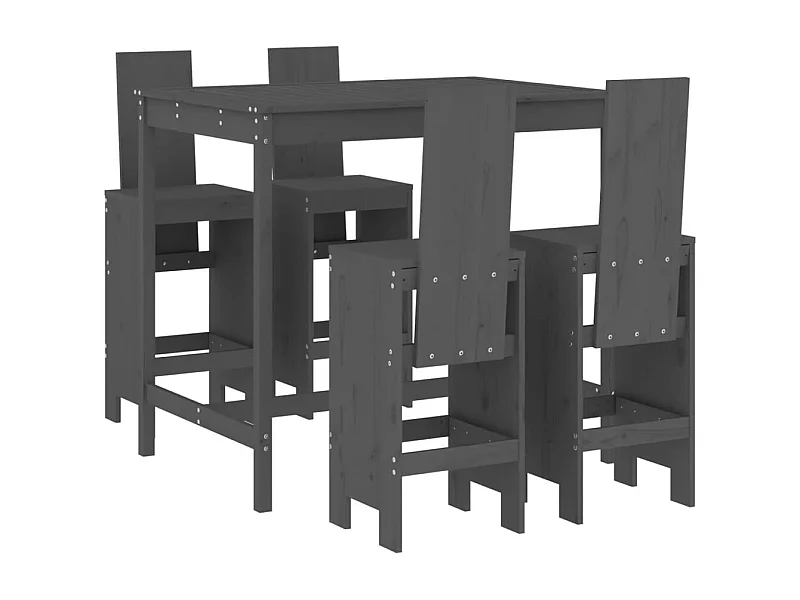 Yrave  Ensemble de bar de jardin 5 pcs gris bois de pin massif