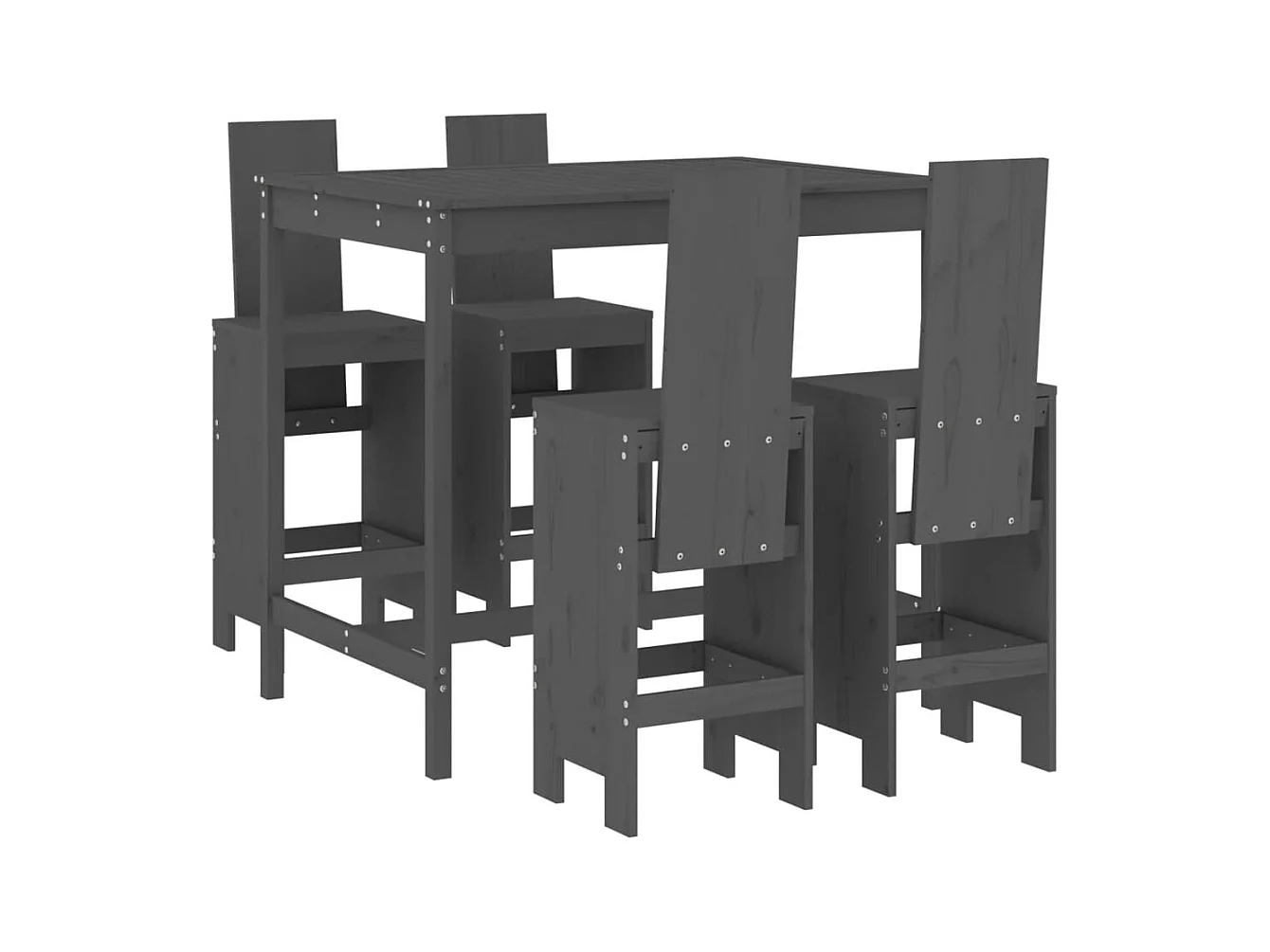 Yrave  Ensemble de bar de jardin 5 pcs gris bois de pin massif