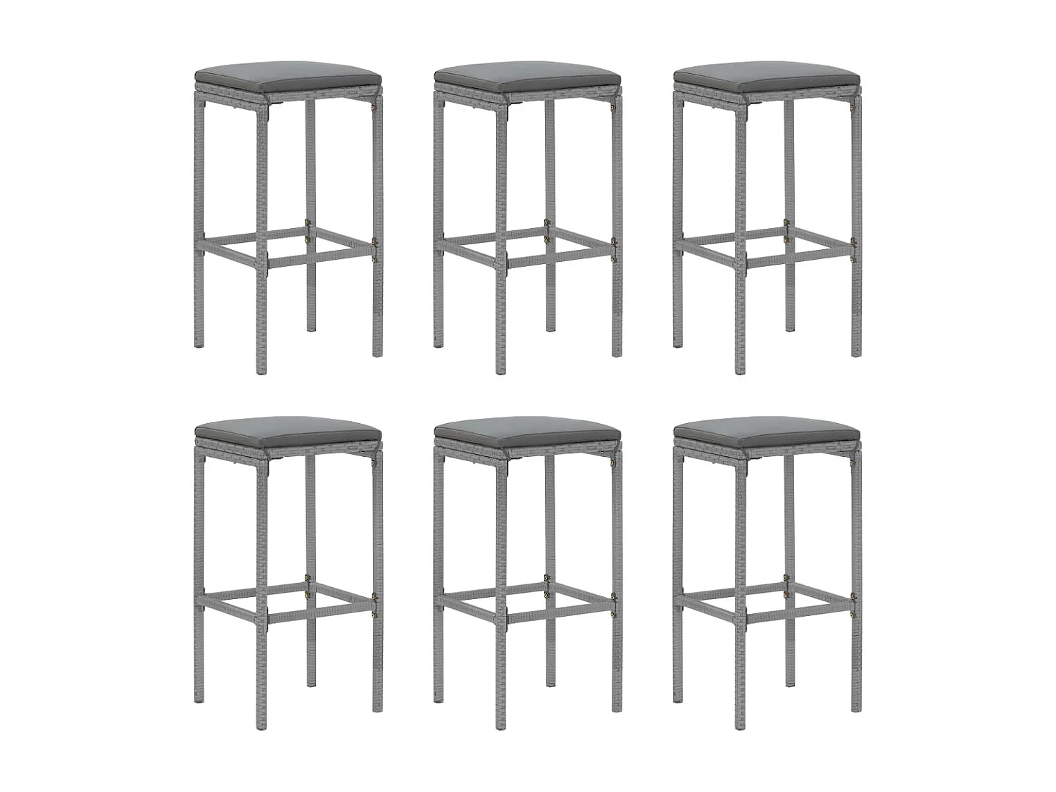 Grylin  Ensemble de bar de jardin 7 pcs avec coussins gris poly rotin