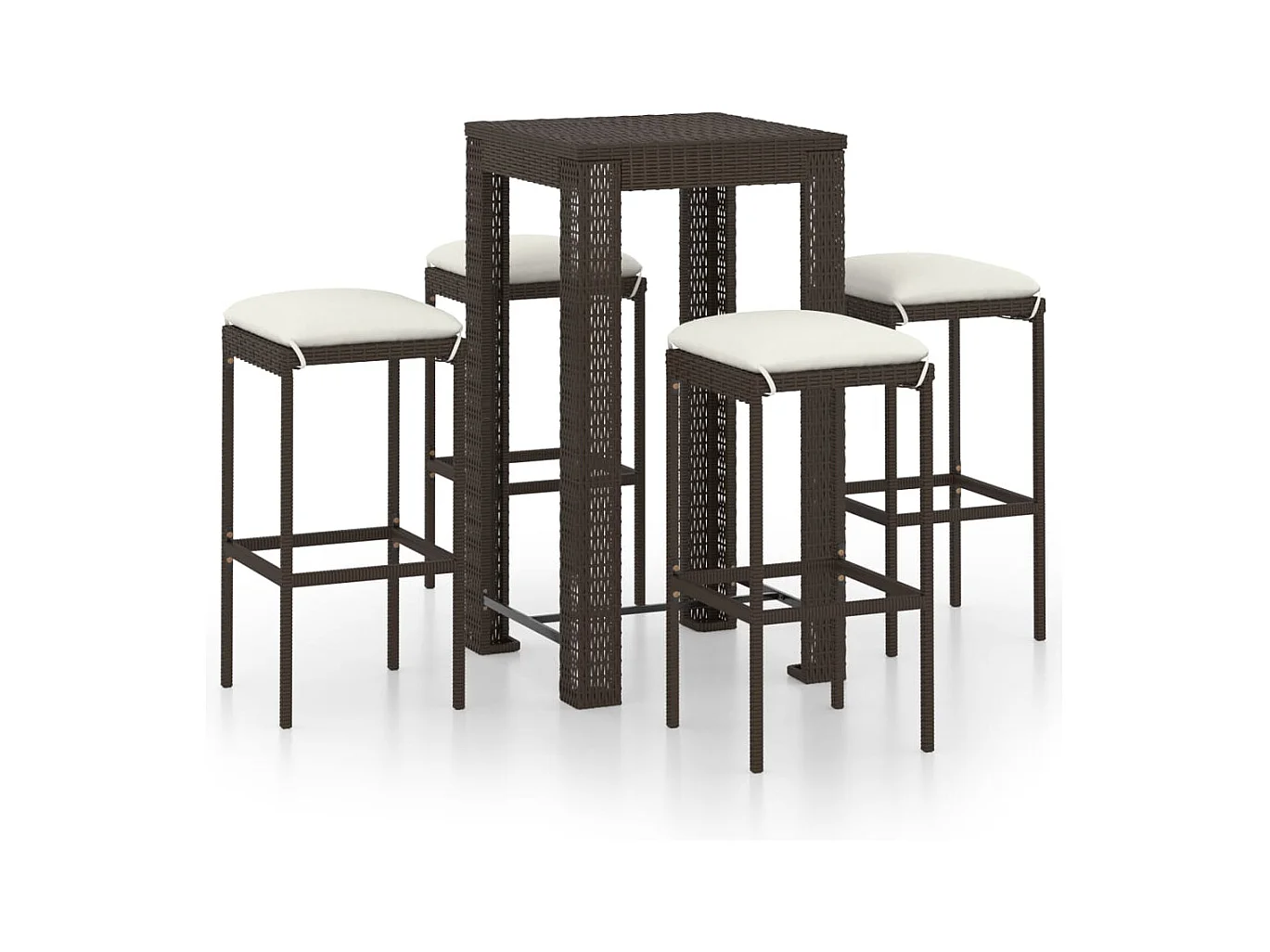 Elisah  Ensemble de bar de jardin 5 pcs coussins Résine tressée Marron