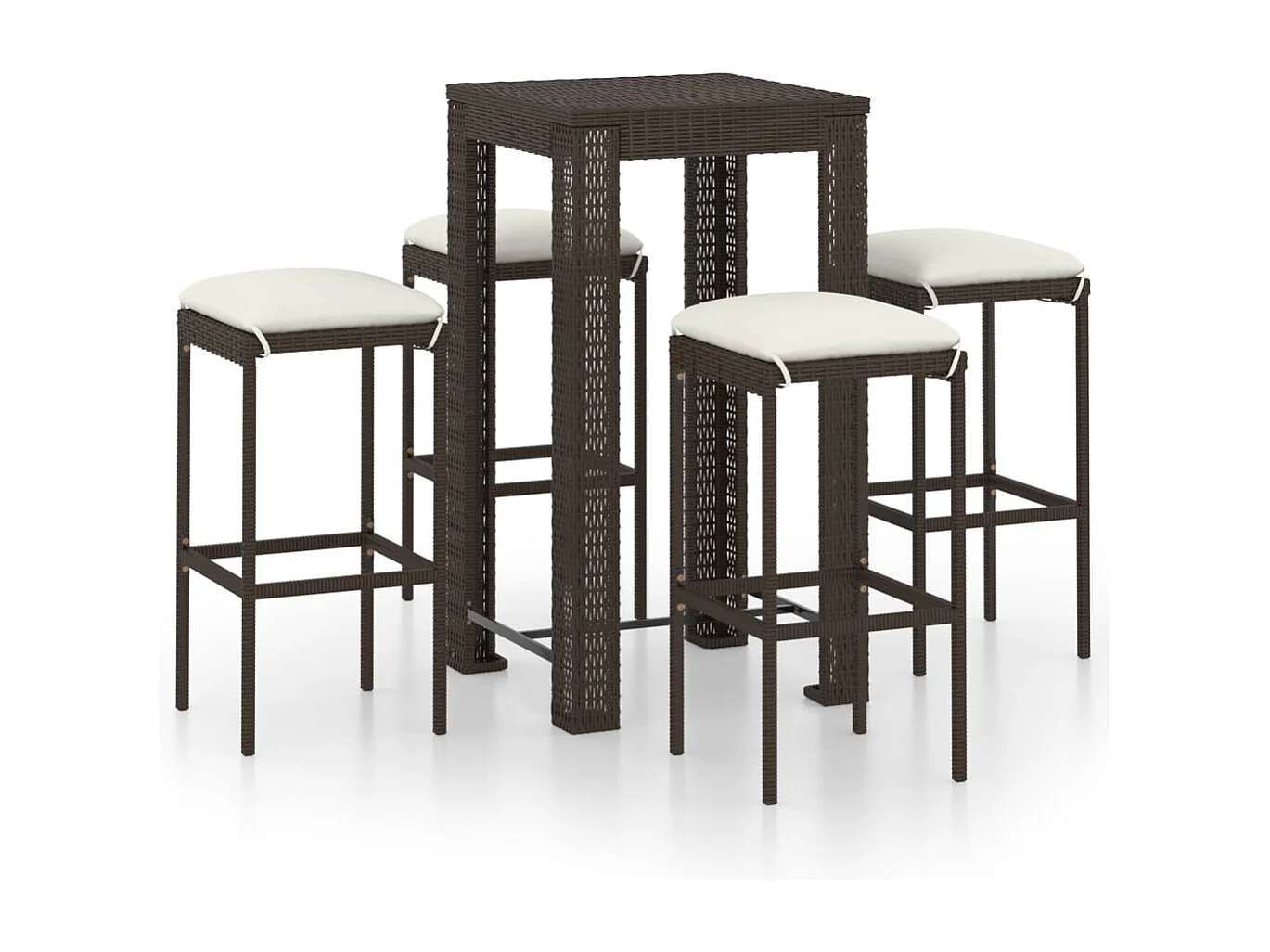 Elisah  Ensemble de bar de jardin 5 pcs coussins Résine tressée Marron