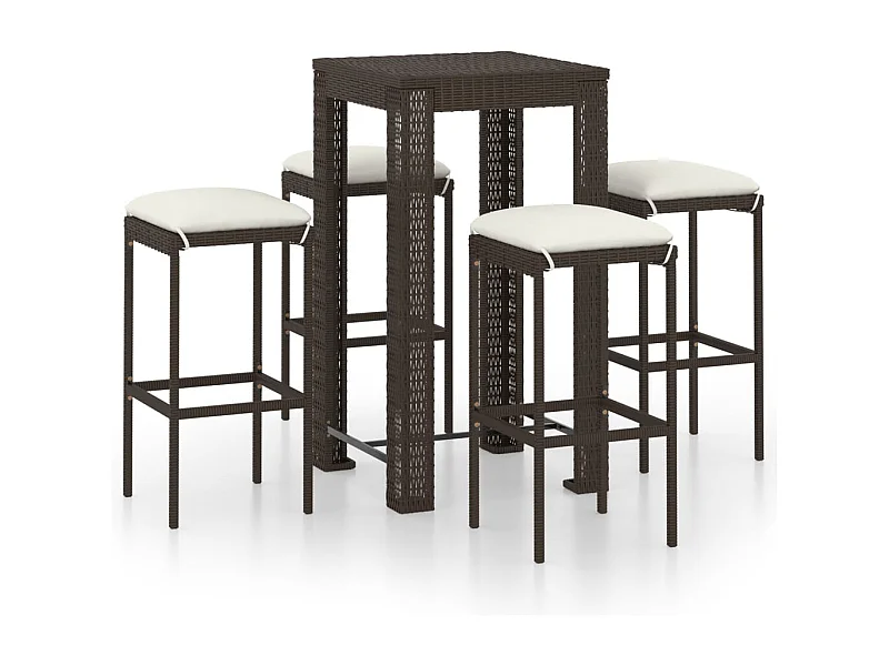 Elisah  Ensemble de bar de jardin 5 pcs coussins Résine tressée Marron