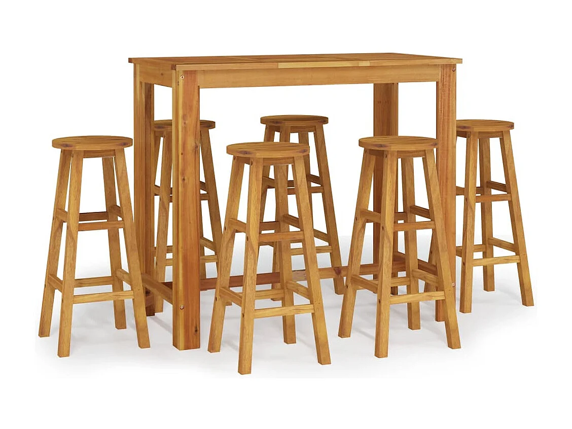 Braenor  Ensemble de bar de jardin 7 pcs bois d'acacia solide