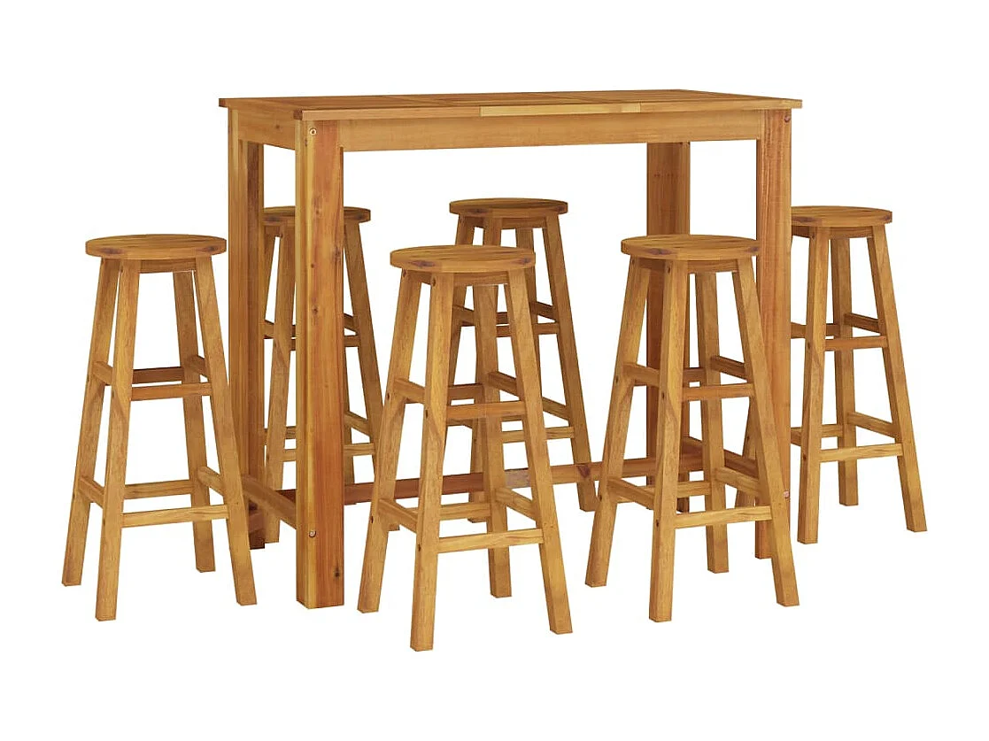 Braenor  Ensemble de bar de jardin 7 pcs bois d'acacia solide