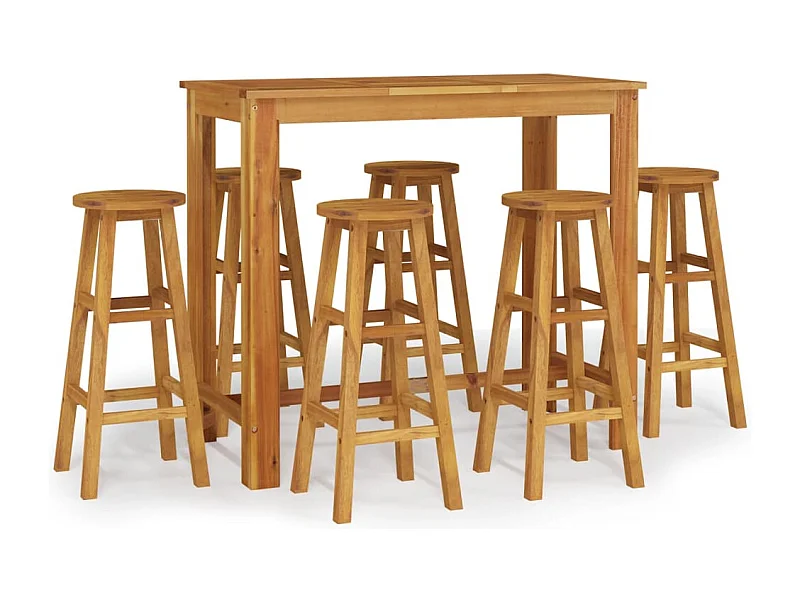 Braenor  Ensemble de bar de jardin 7 pcs bois d'acacia solide