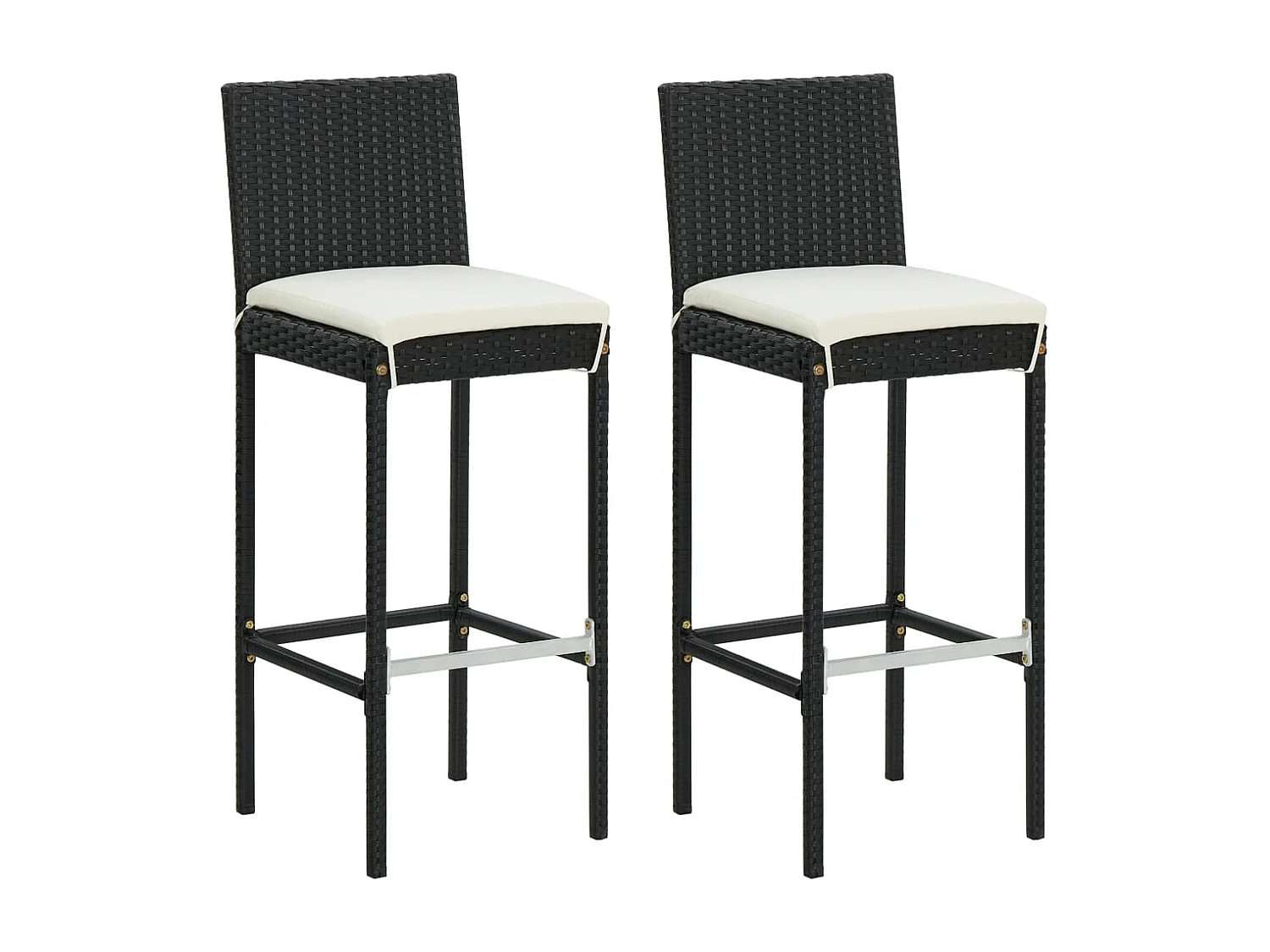 Ildir  Ensemble de bar de jardin 3 pcs et coussins Résine tressée Noir