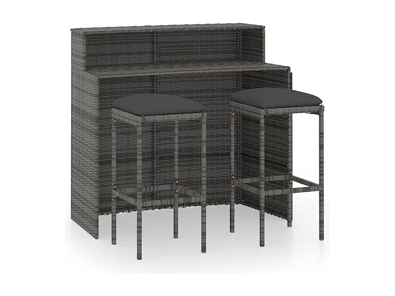 Ballydesmond  Ensemble de bar de jardin avec coussins 3 pcs Gris