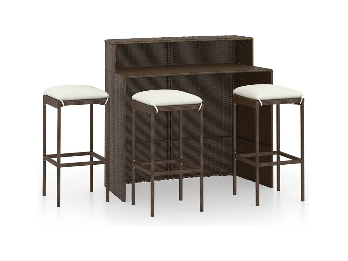 Ballydesmond  Ensemble de bar de jardin avec coussins 4 pcs Marron