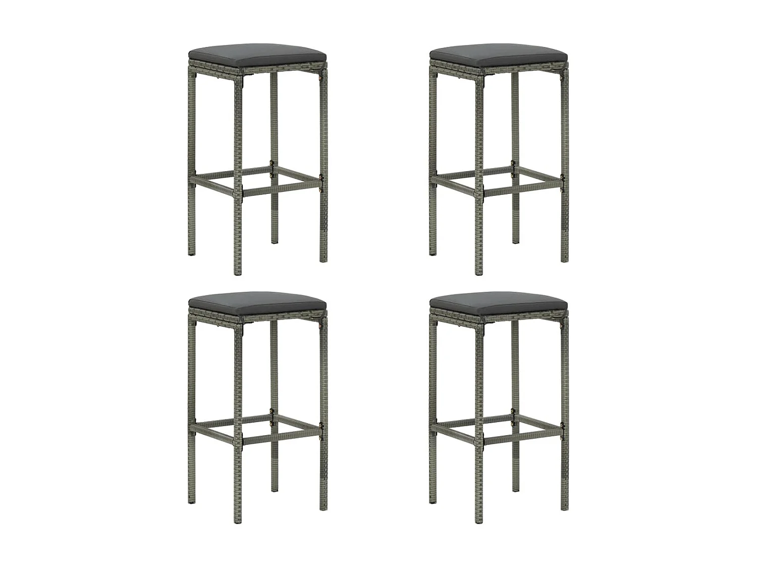 Mary  Ensemble de bar de jardin 9 pcs et coussins Résine tressée Gris