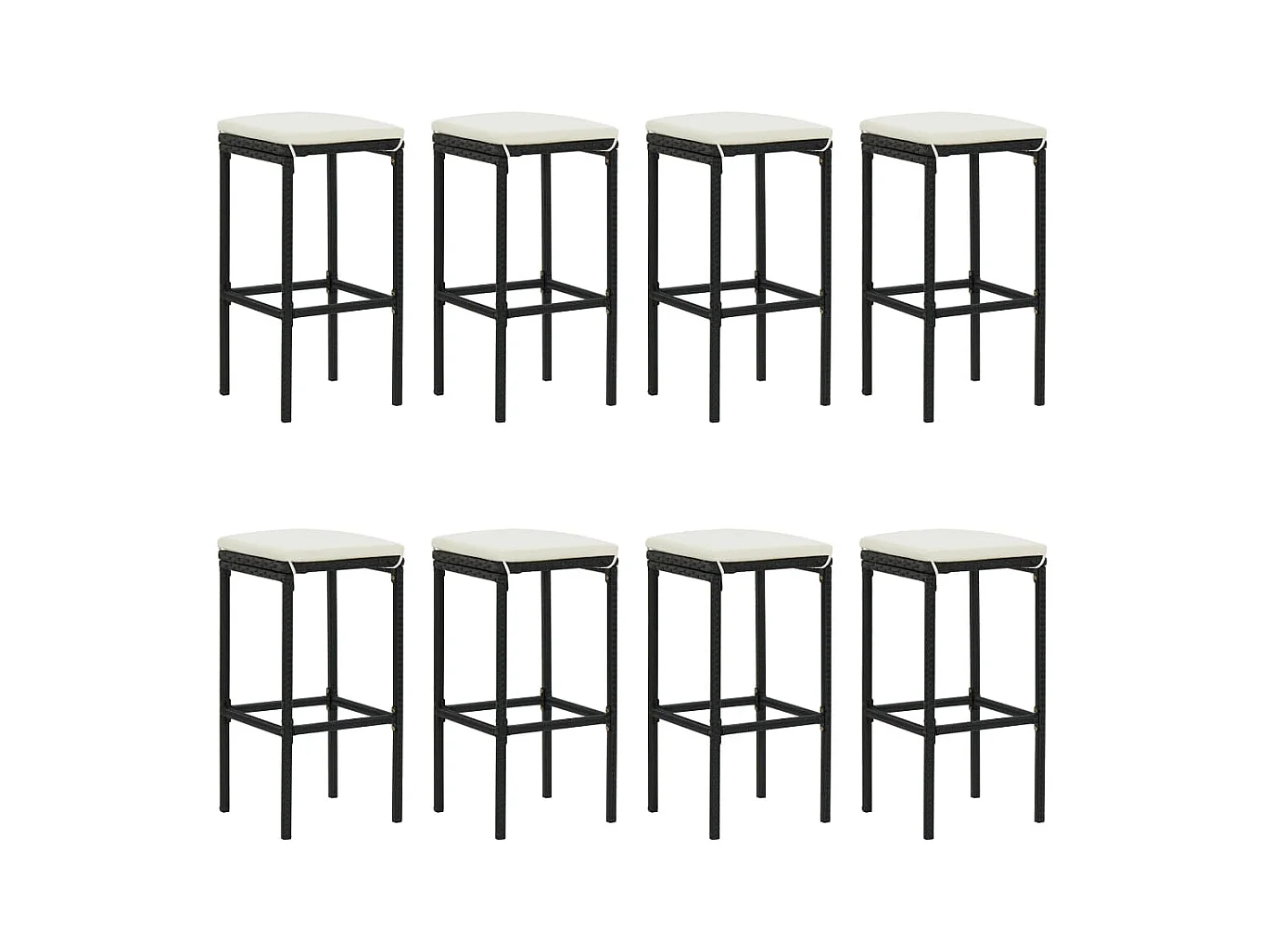 Grylin  Ensemble de bar de jardin 9 pcs avec coussins noir poly rotin