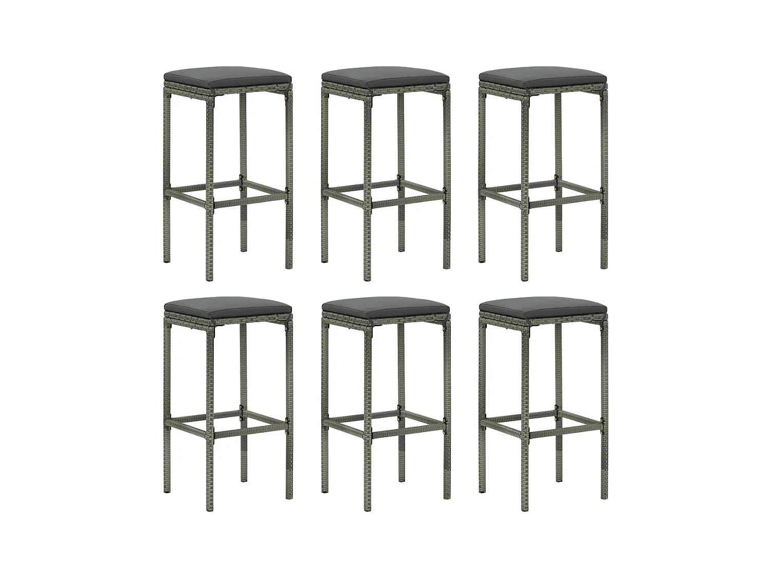 Elisah  Ensemble de bar de jardin 7 pcs et coussins Résine tressée Gris