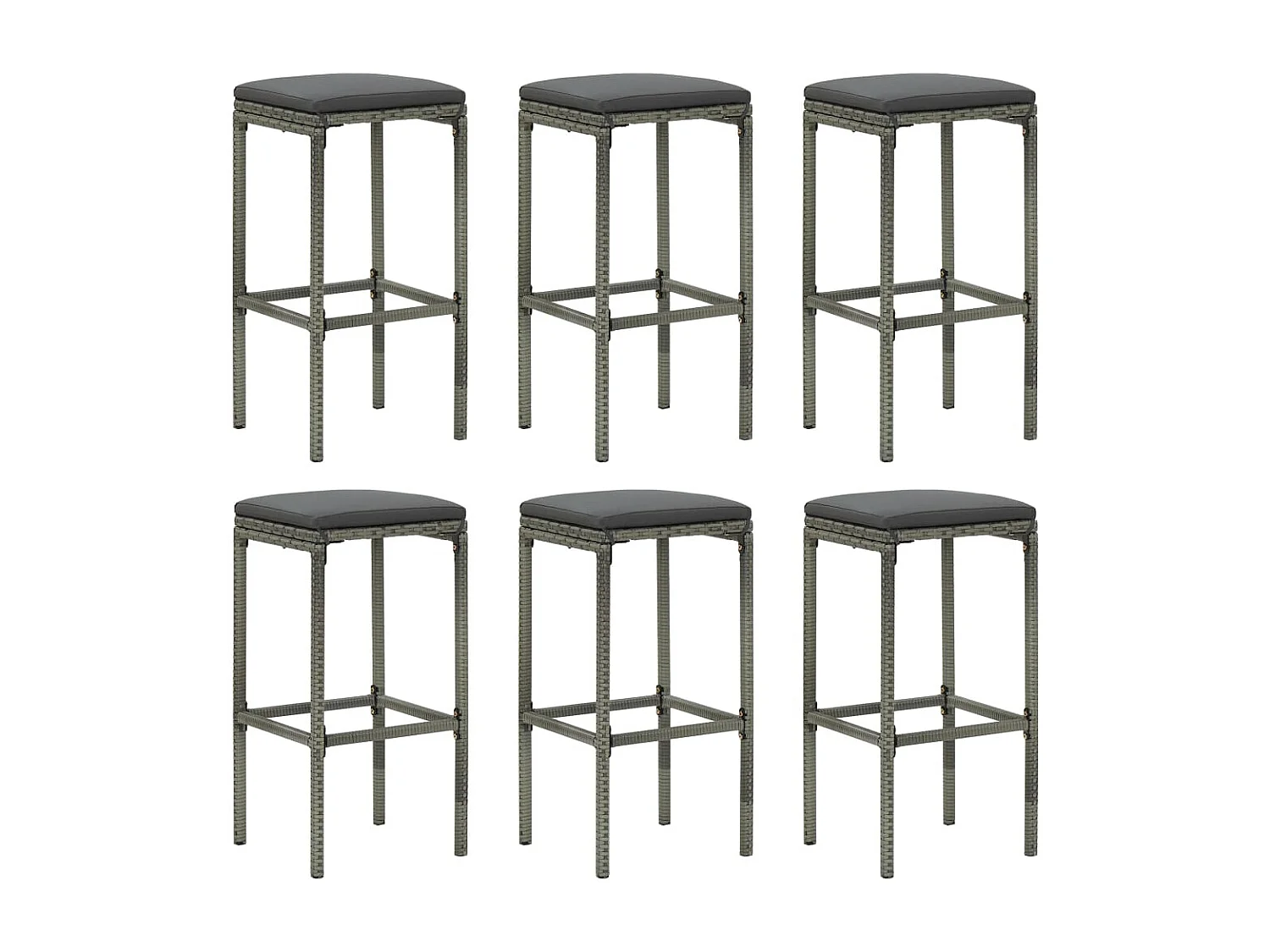 Elisah  Ensemble de bar de jardin 7 pcs et coussins Résine tressée Gris