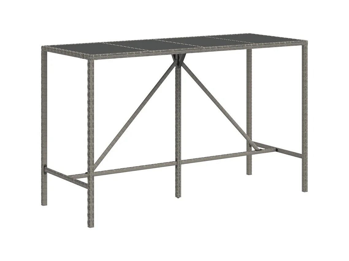 Suisun City  Ensemble de bar de jardin 7 pcs avec coussins gris poly rotin