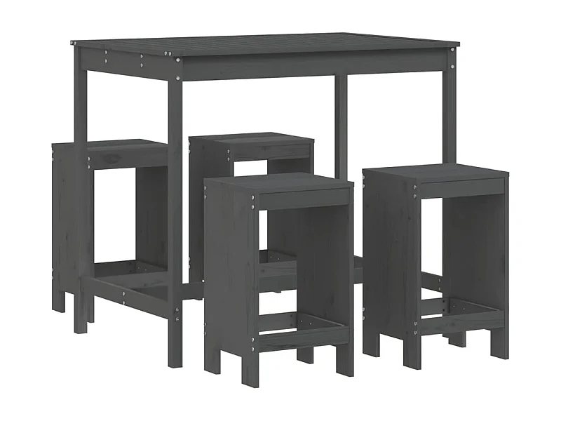 Claire-Julienne  Ensemble de bar de jardin 5 pcs gris bois de pin massif