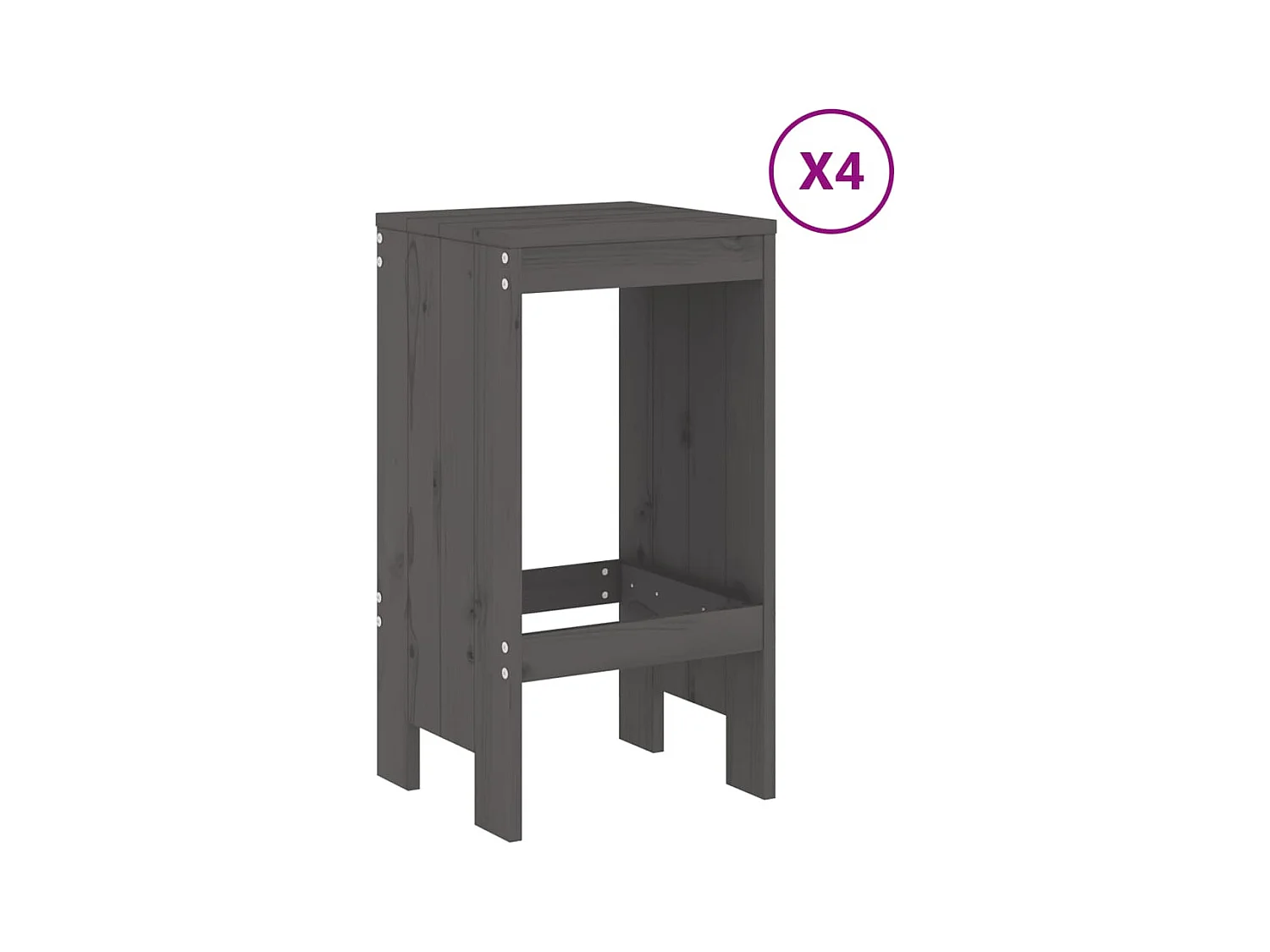 Claire-Julienne  Ensemble de bar de jardin 5 pcs gris bois de pin massif