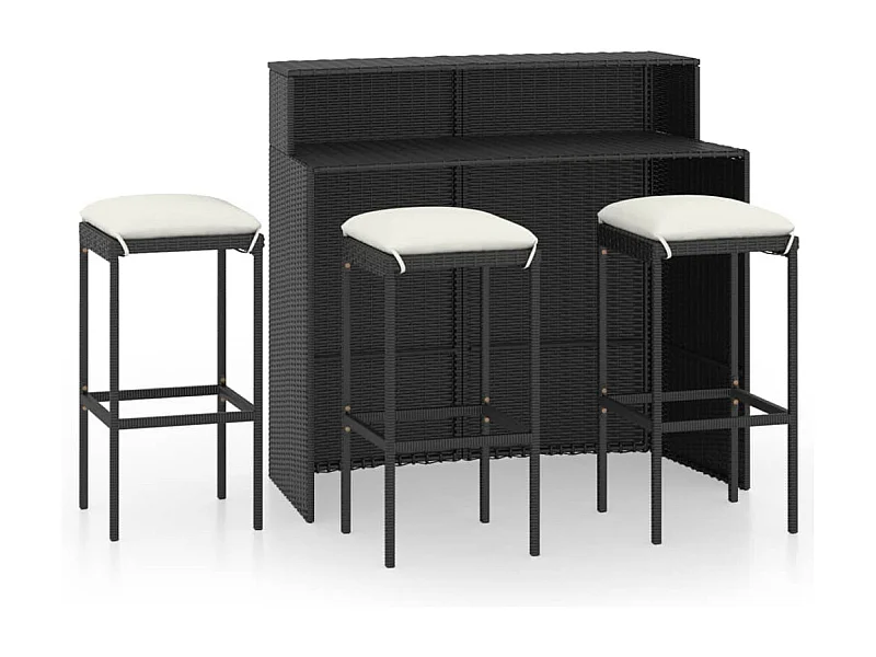 Ballydesmond  Ensemble de bar de jardin avec coussins 4 pcs Noir