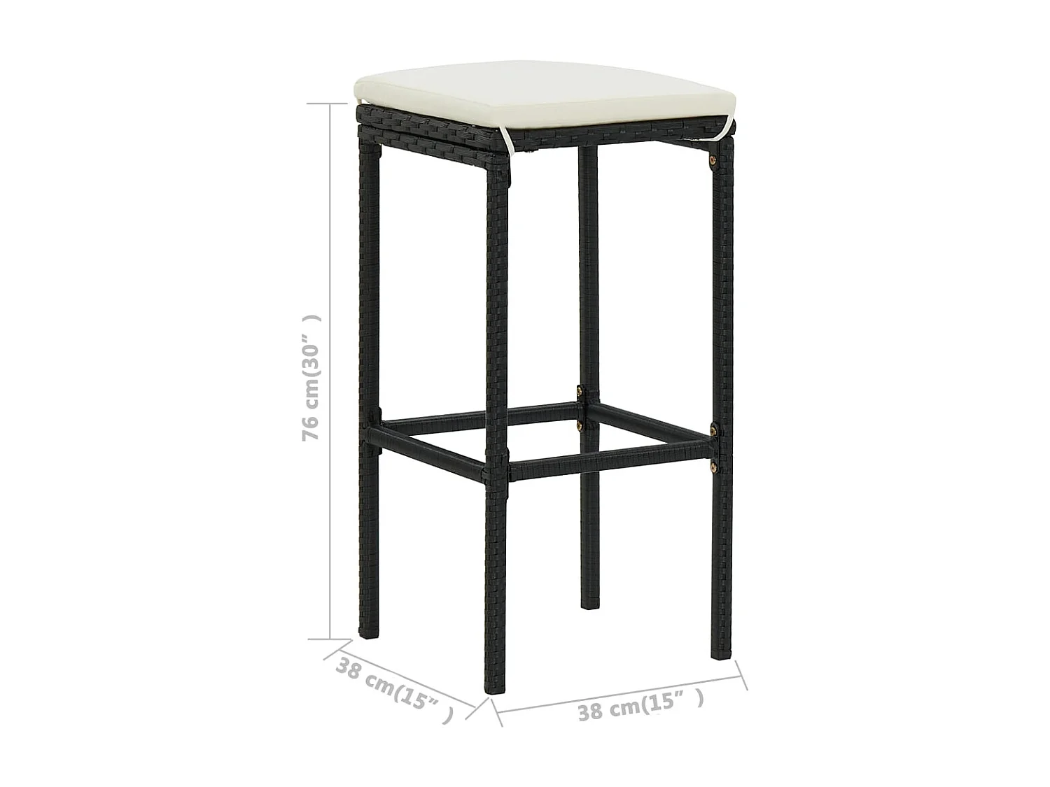 Ballydesmond  Ensemble de bar de jardin avec coussins 4 pcs Noir