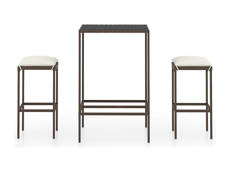 Mary  Ensemble de bar de jardin 3 pcs coussins Résine tressée Marron