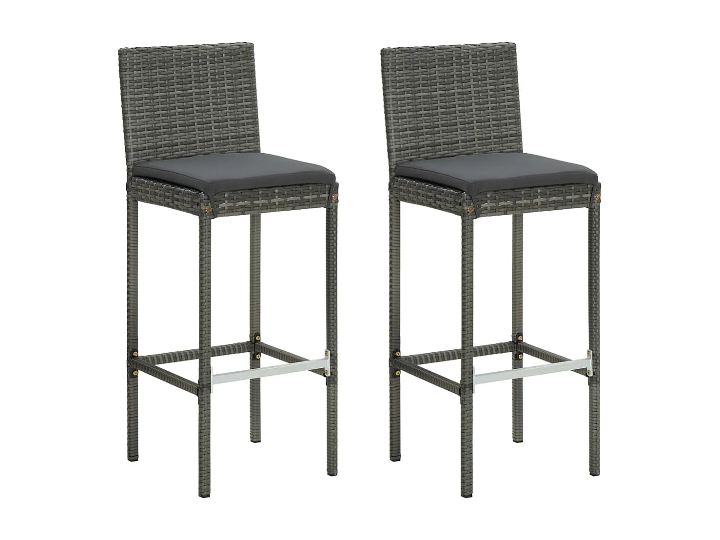 Ildir  Ensemble de bar de jardin 3 pcs et coussins Résine tressée Gris