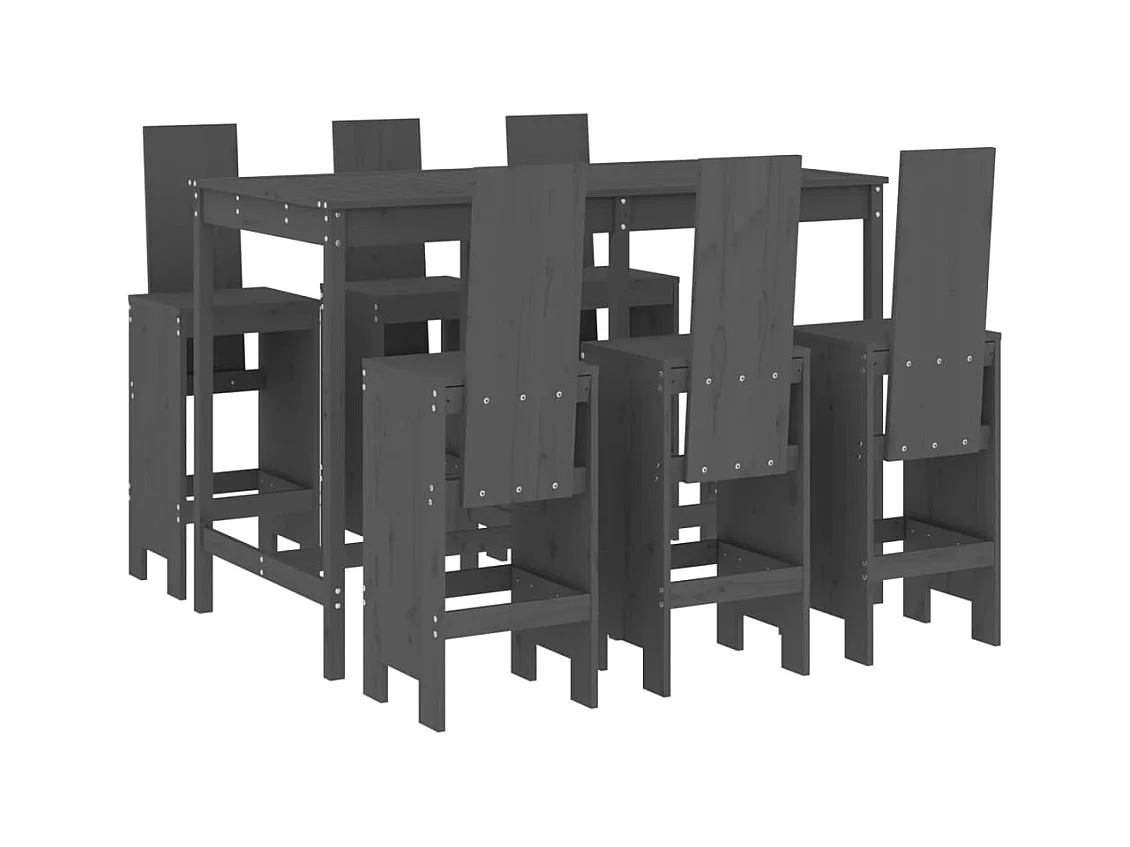 Telvor  7-delige Tuinbarset massief grenenhout grijs