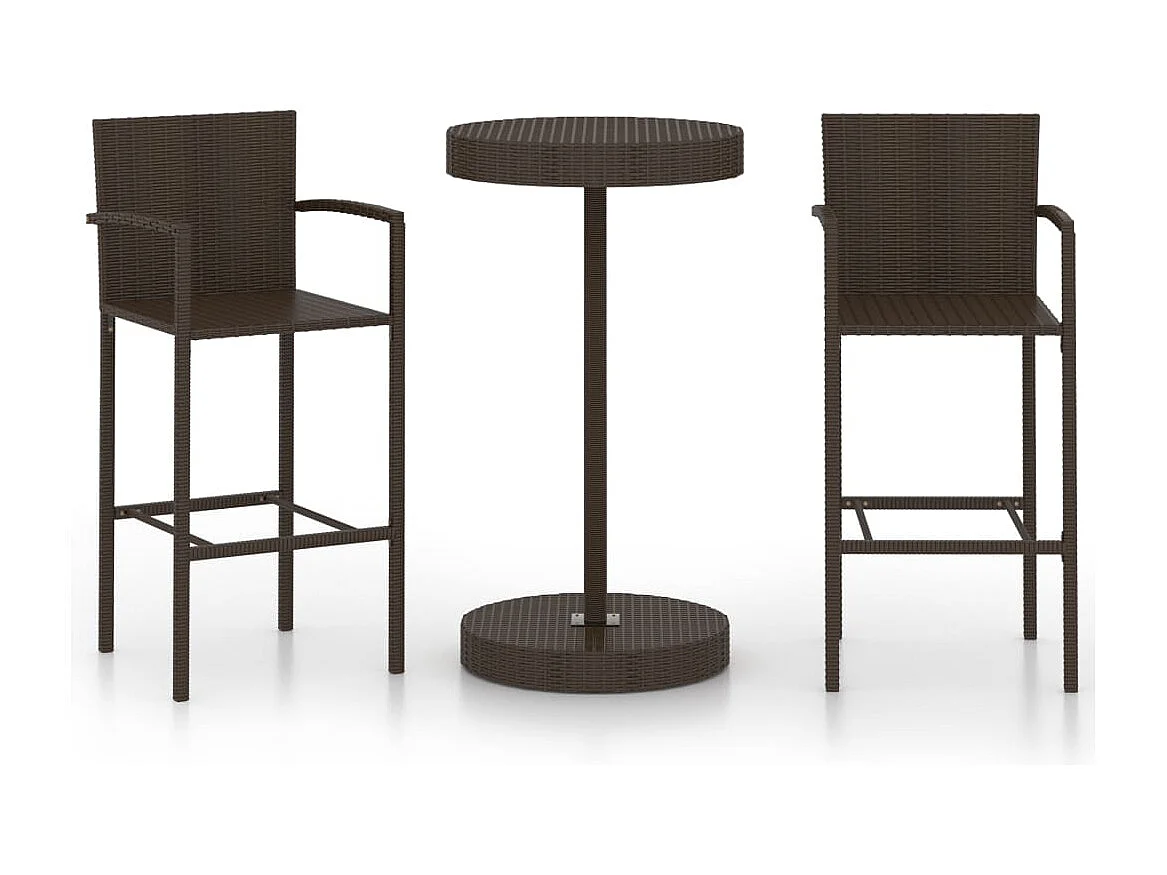 San Clemente  Ensemble de bar de jardin 3 pcs Résine tressée Marron