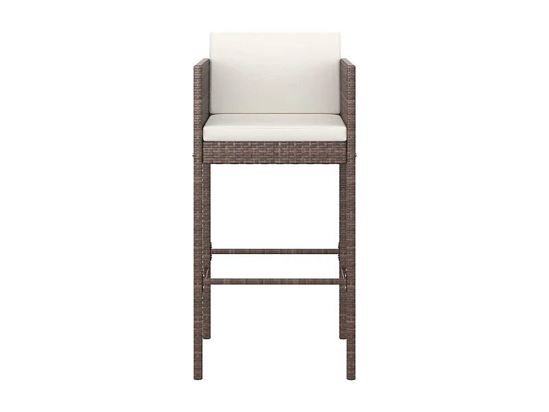 Thylvi  Set de bar de jardín 3 piezas y cojines ratán sintético marrón