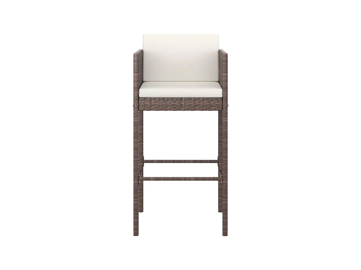 Thylvi  Meubles de bar de jardin 3pcs et coussins Résine tressée Marron