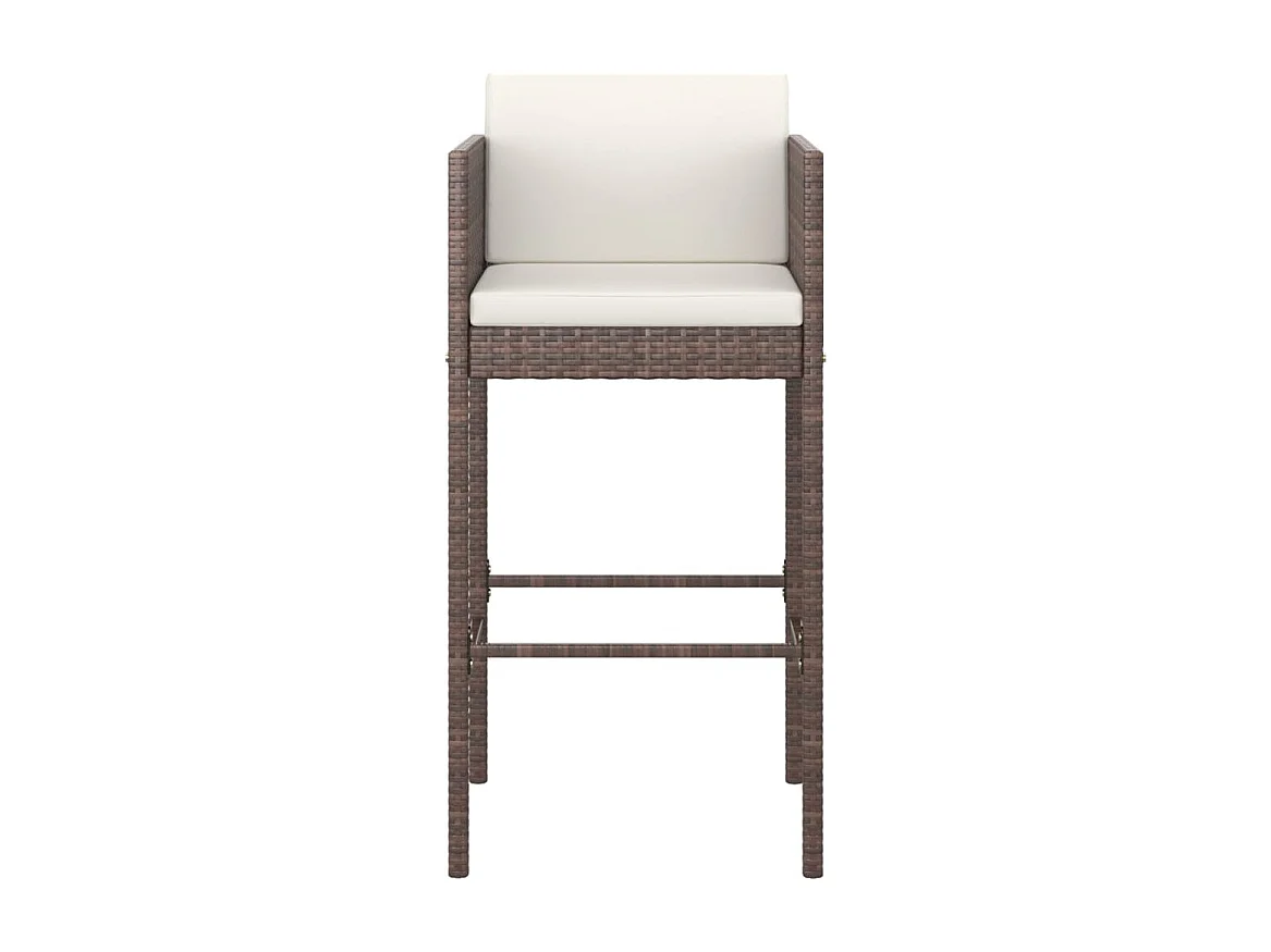 Thylvi  Meubles de bar de jardin 3pcs et coussins Résine tressée Marron