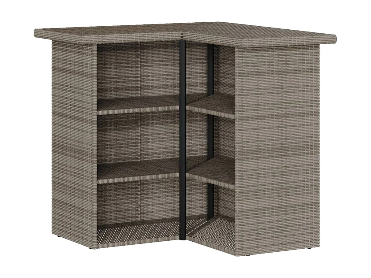 Marilou  Ensemble de bar de jardin 5 pcs avec coussins gris poly rotin