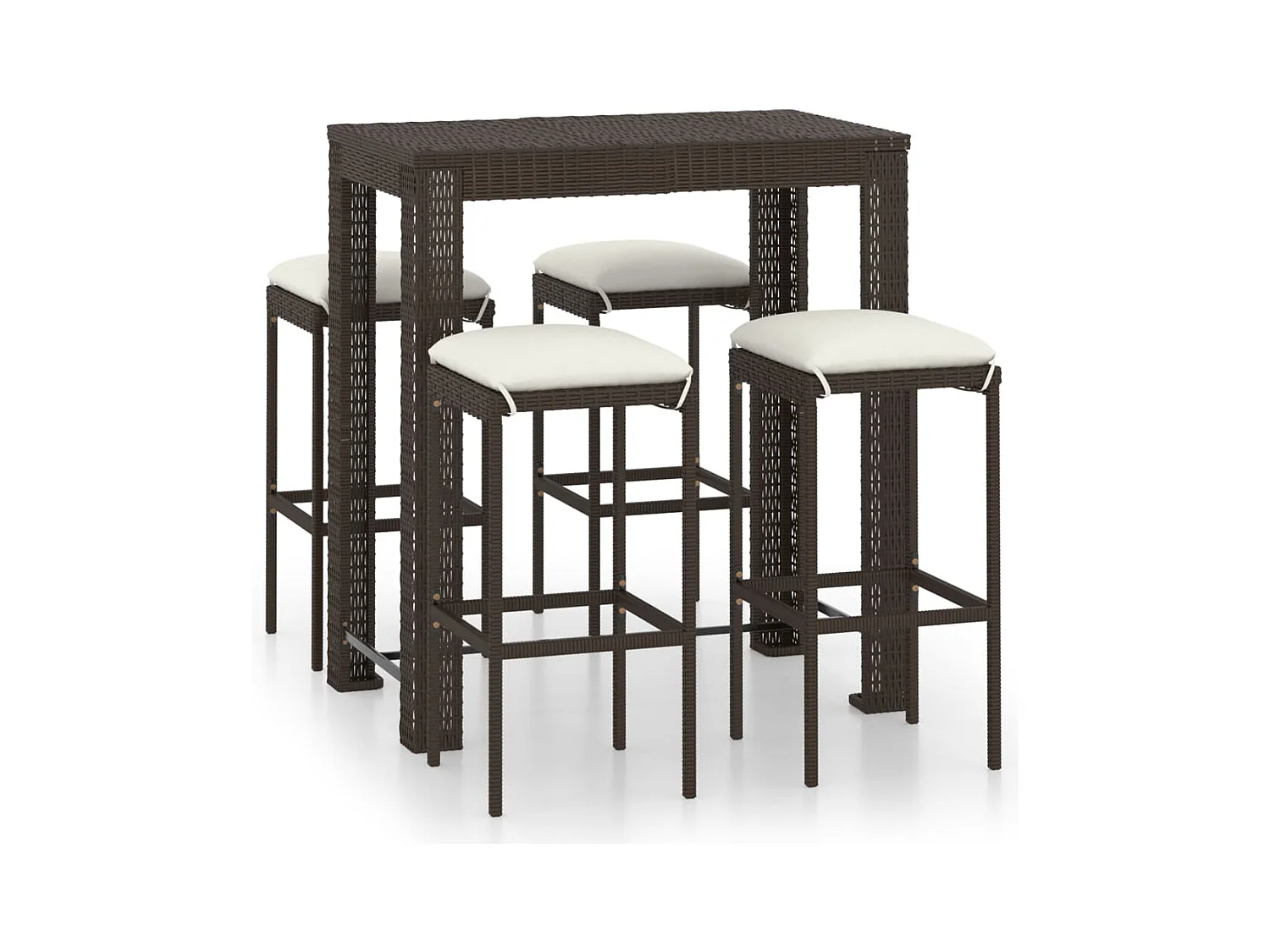 Elisah  Meuble de bar de jardin 5 pcs et coussins Résine tressée Marron