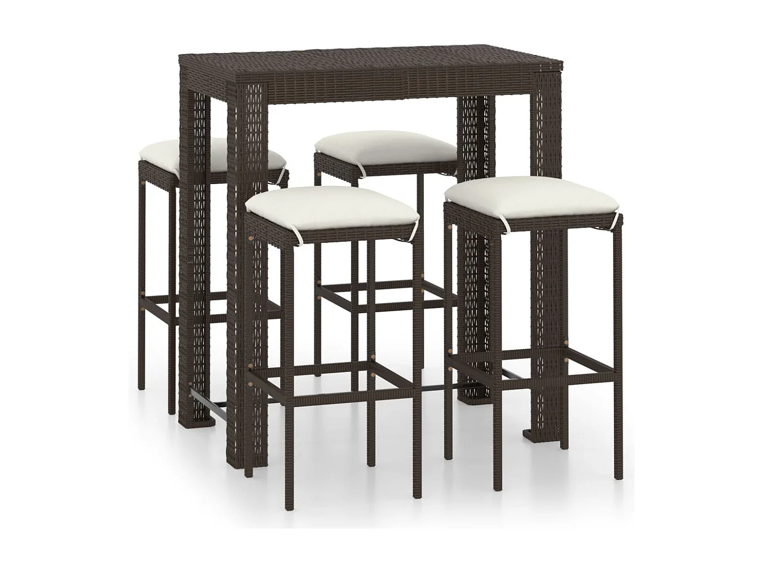 Elisah  Meuble de bar de jardin 5 pcs et coussins Résine tressée Marron