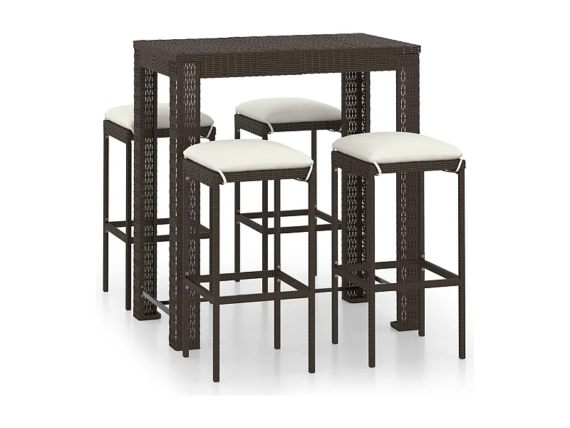 Elisah  5-delige Tuinbarset met kussens poly rattan bruin