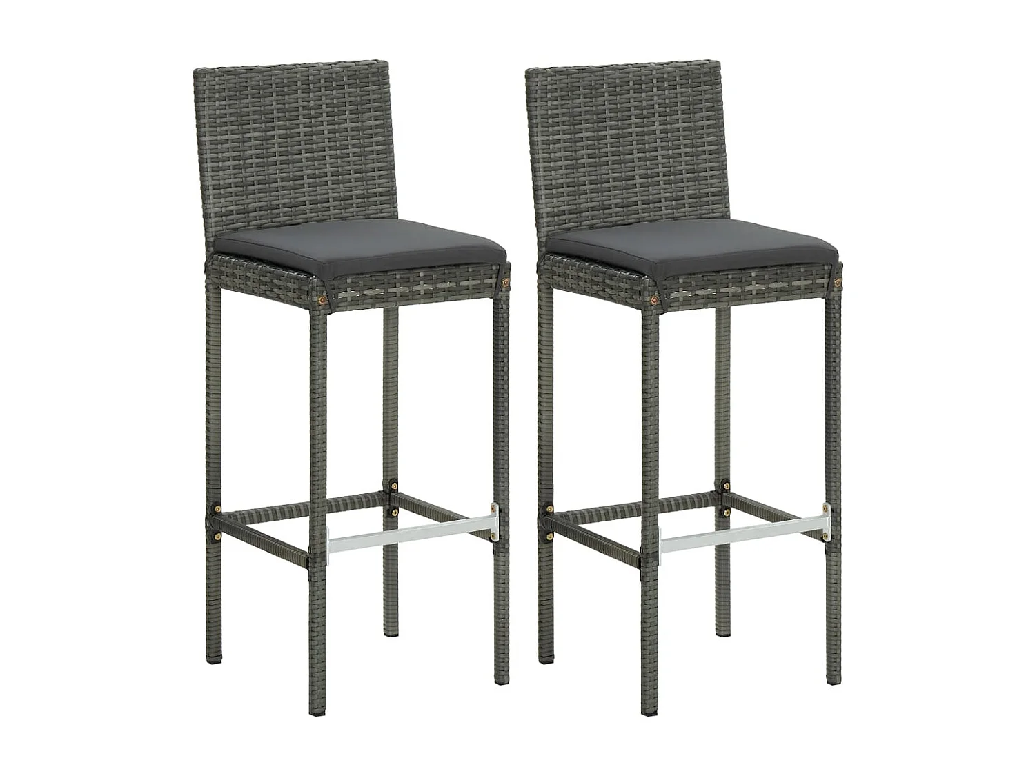 Helyra  Ensemble de bar de jardin 3 pcs et coussins Résine tressée Gris