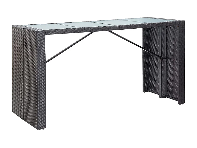 Deniz  Mesa y taburetes altos jardín 9 pzas ratán sintético negro