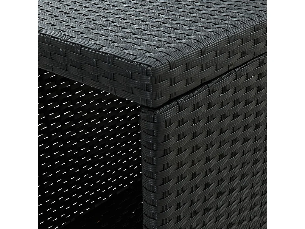 Kella  Ensemble de bar de jardin 3 pcs avec coussins noir poly rotin