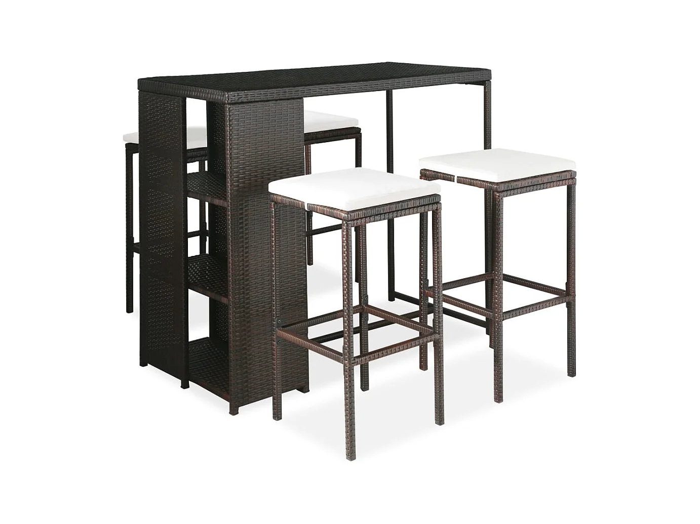 Henry Douglas  Ensemble de bar de jardin 5 pcs coussins Résine tressée Marron