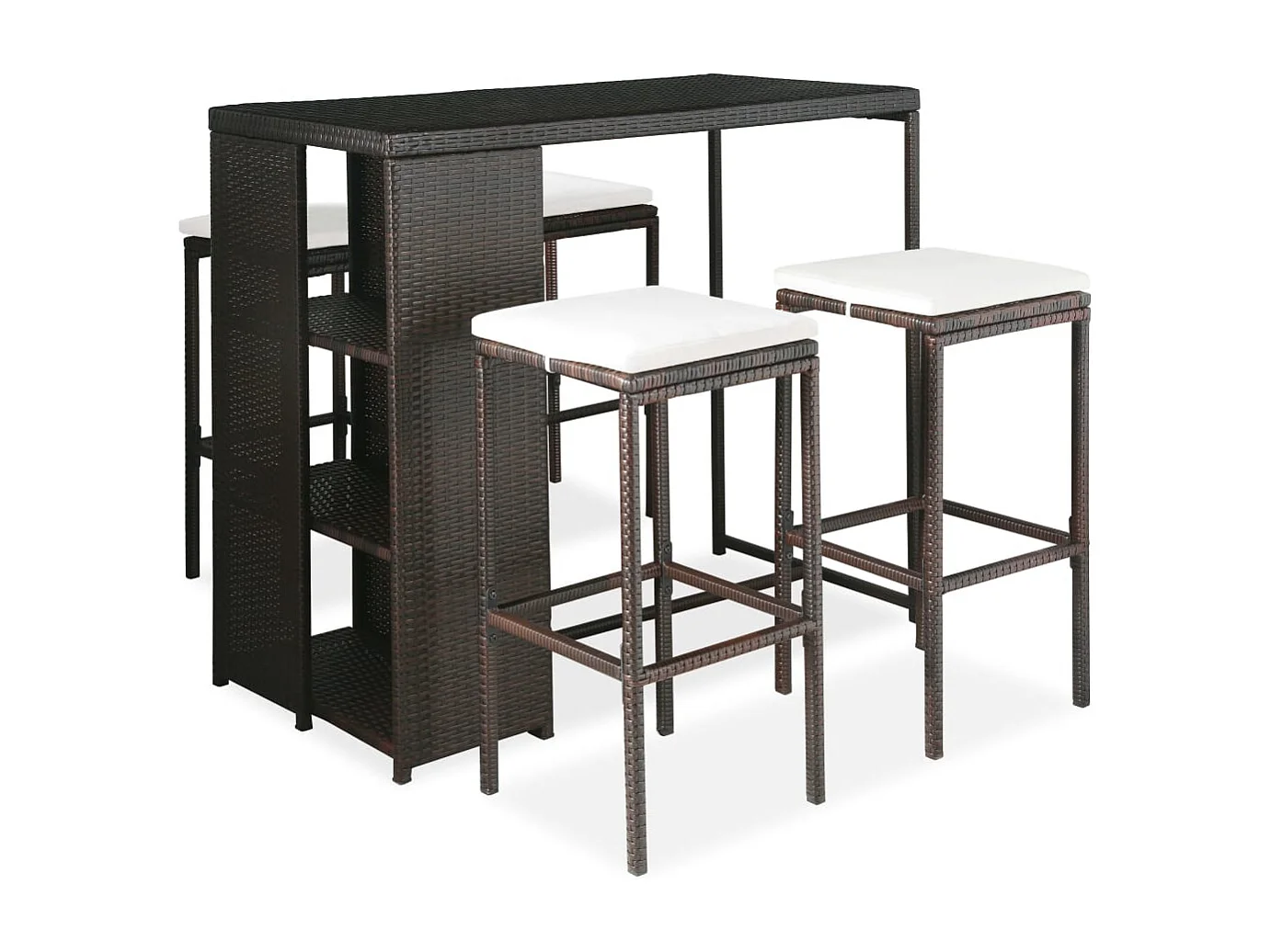 Henry Douglas  Ensemble de bar de jardin 5 pcs coussins Résine tressée Marron