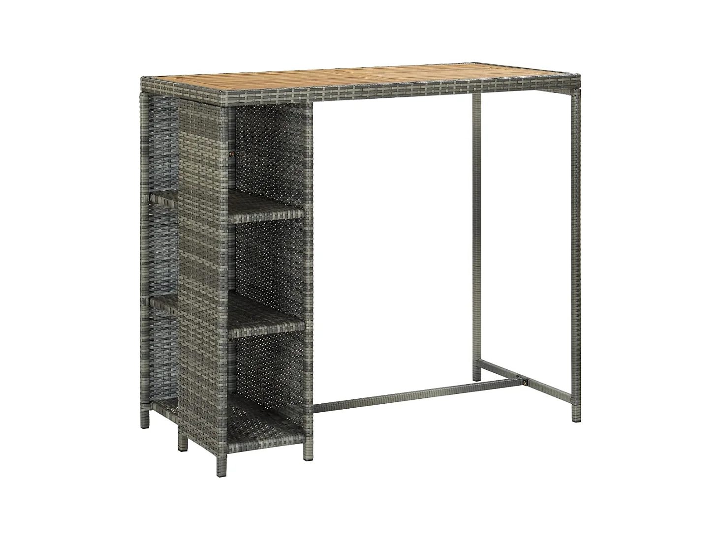 Fehmi  Ensemble de bar de jardin 5 pcs et coussins Résine tressée Gris